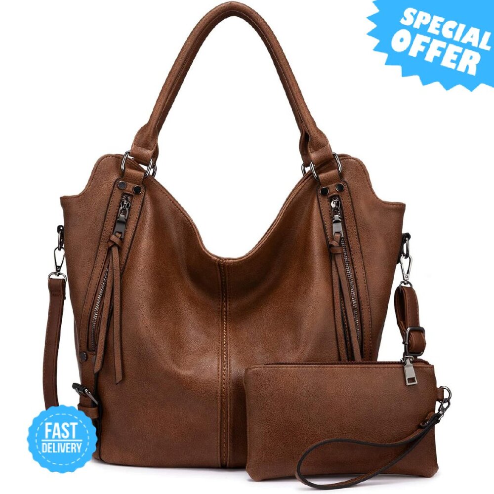 BRAND NEW Realer Tote Bag Black PU Leather Fashion Hobo Bag